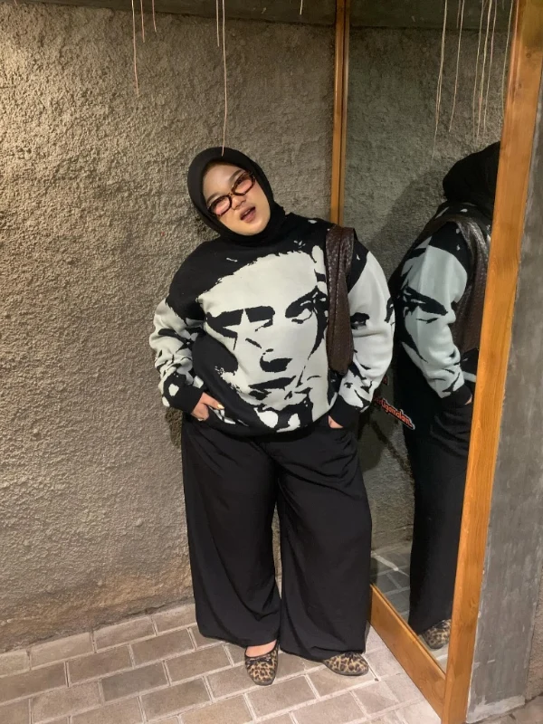 Graphic Knit and Wide Trousers