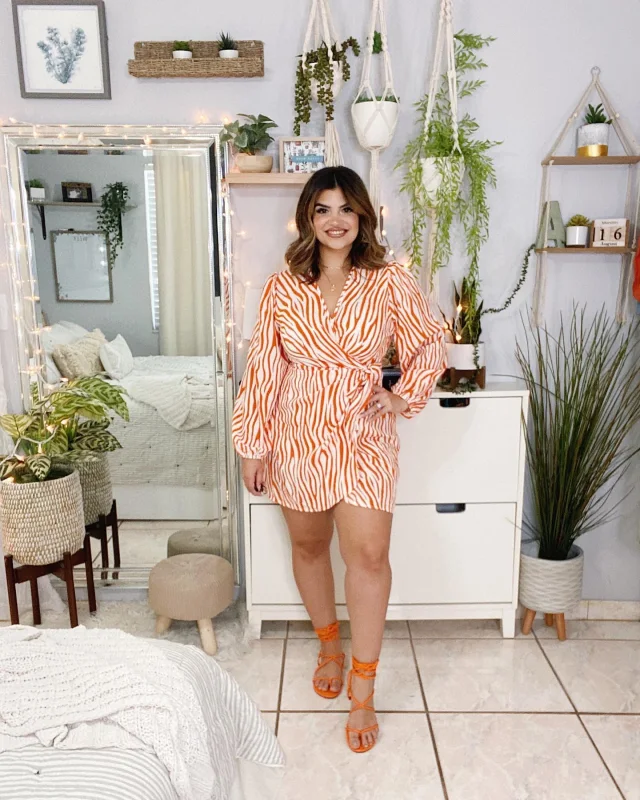 Orange Zebra Wrap Dress