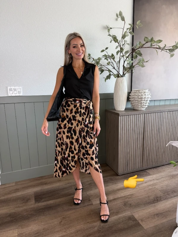 Animal Print Wrap Skirt and Sleeveless Shirt