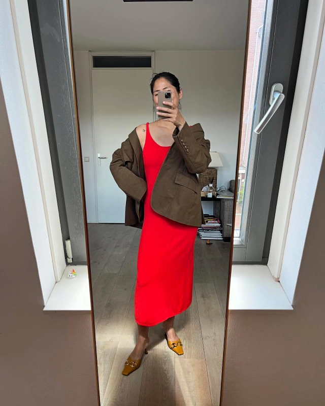Column Dress and Oversized Blazer