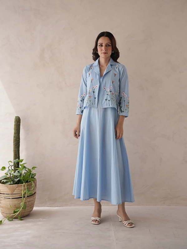 Embroidered Jacket and Fit-and-Flare Dress