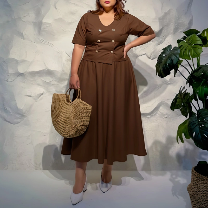 Earthy Double Breasted Midi