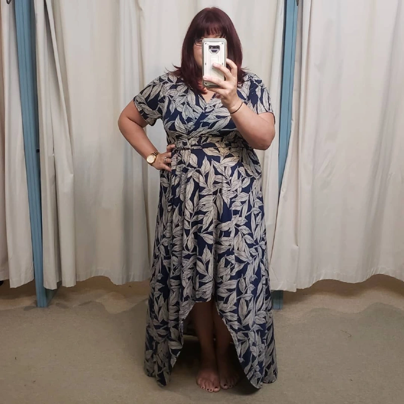 High-Low Botanical Wrap Dress