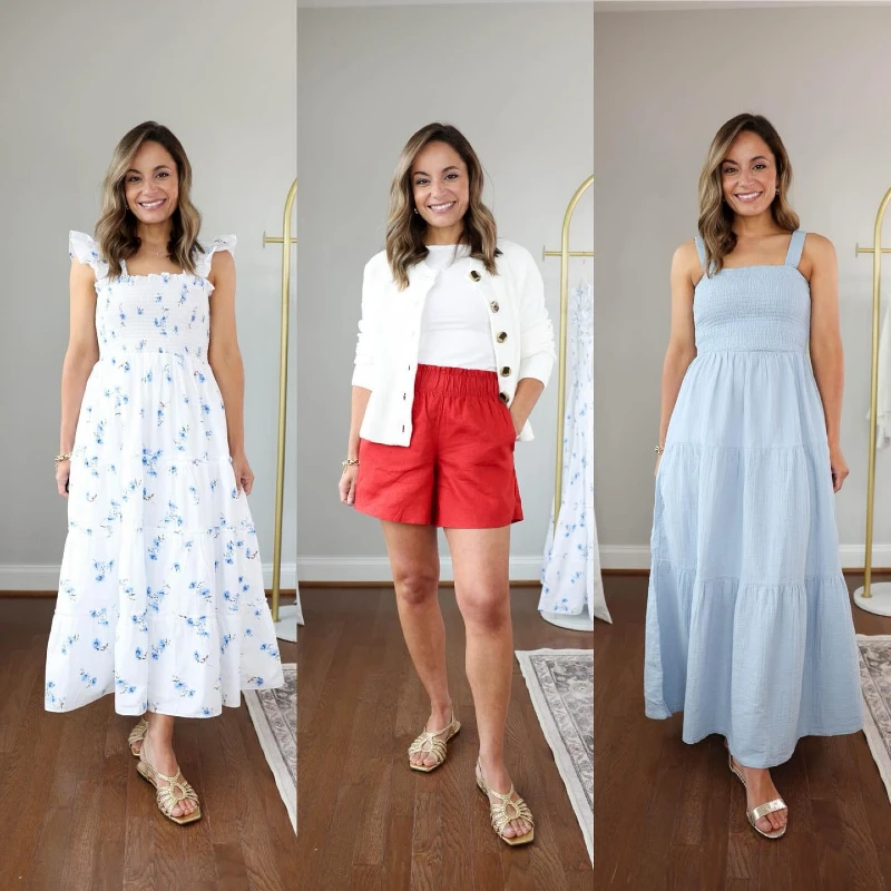 Smocked Tiered Midi Dresses and Linen Sets