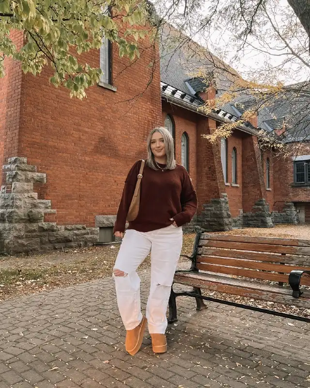 Oversized Knit and Distressed White Denim