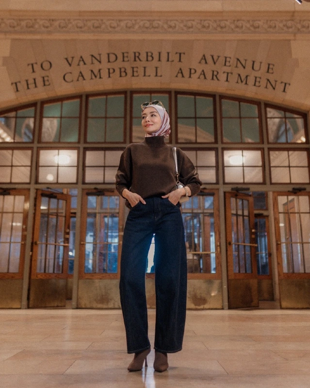 Mock Neck Sweater and Wide Leg Trousers