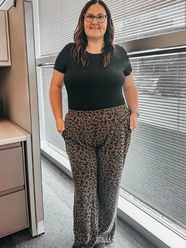Leopard Print Wide Leg Trousers