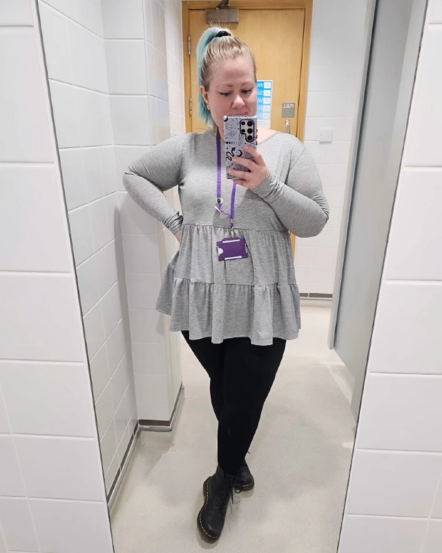 Tiered Grey Tunic and Black Leggings