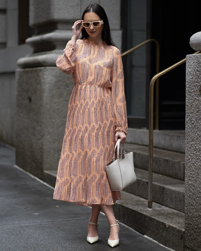 Patterned Maxi Dress with Smocked Details
