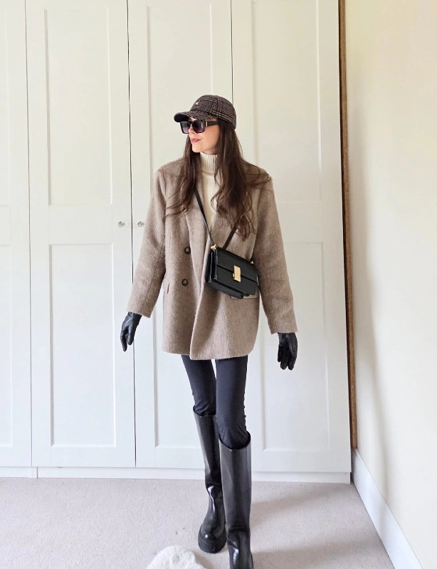 Oversized Wool Blazer and Knee High Boots