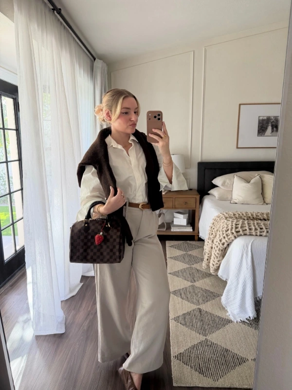 Layered Neutral Tones with Draped Sweater