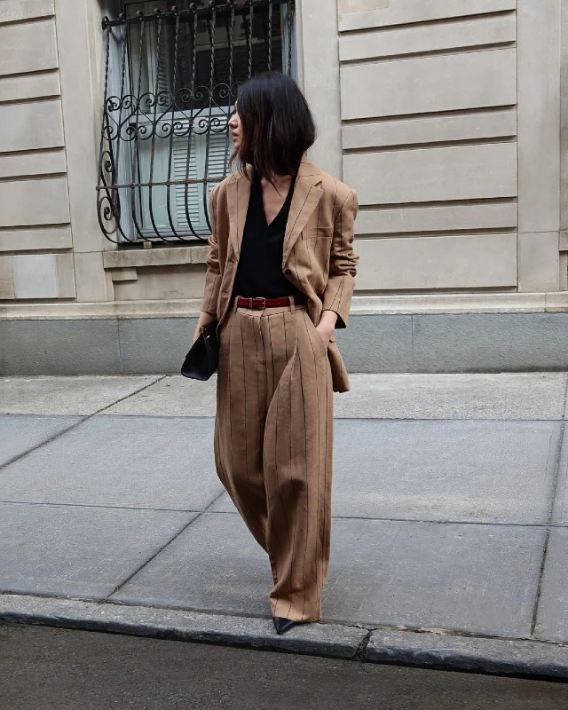 Pinstripe Suit with Pop of Color