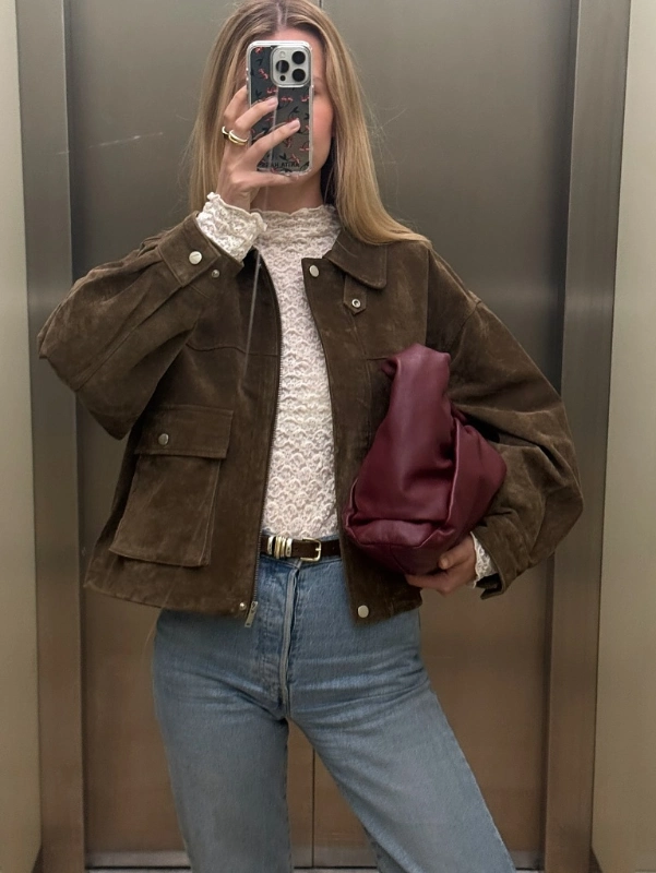 Suede Utility Jacket and Lace Base