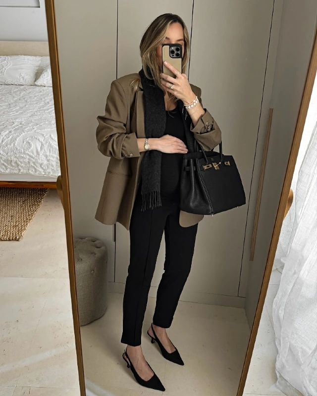 Taupe Blazer and Black Separates