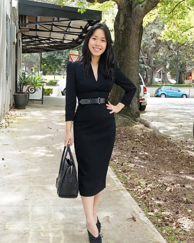 Belted Black Sheath Dress