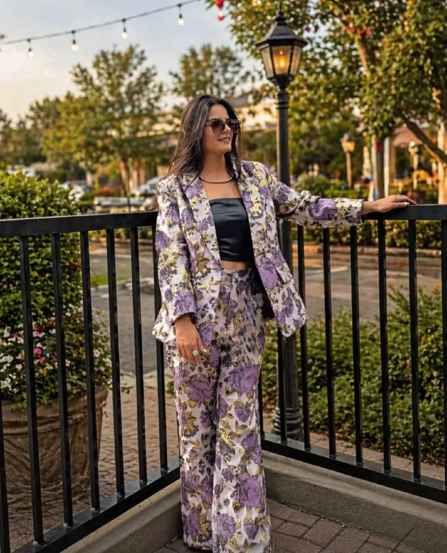 Floral Brocade Power Suit