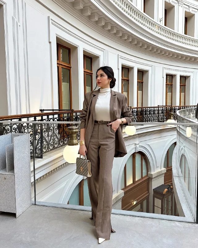 Taupe Oversized Suit and Turtleneck