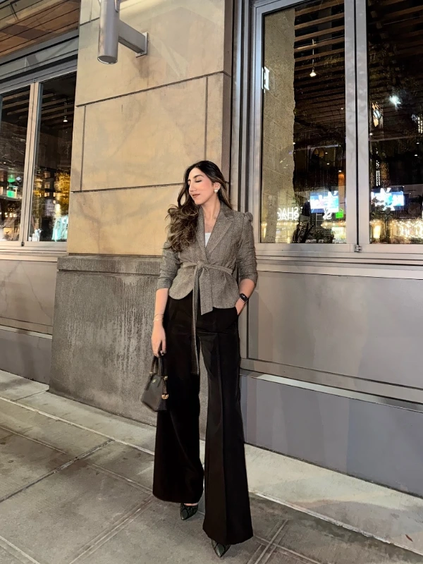 Wrap Blazer and Wide Leg Trousers