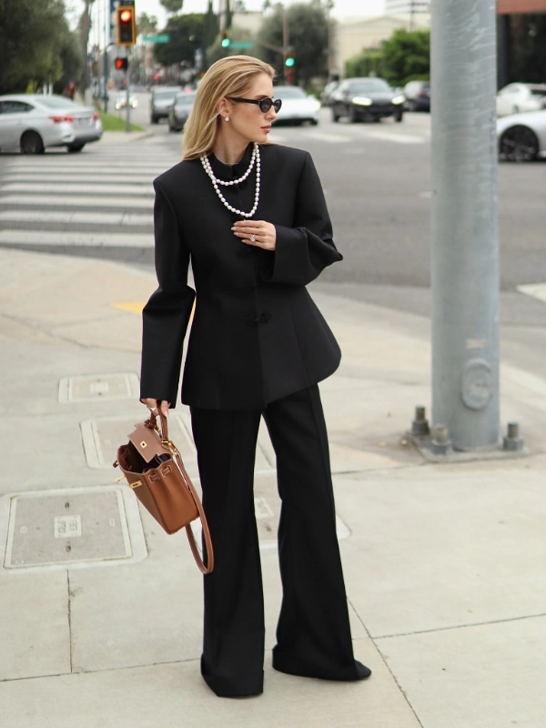 Structured Mandarin Collar Blazer