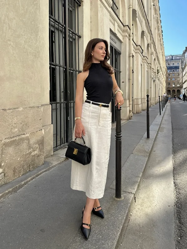High Neck Top and White Culottes