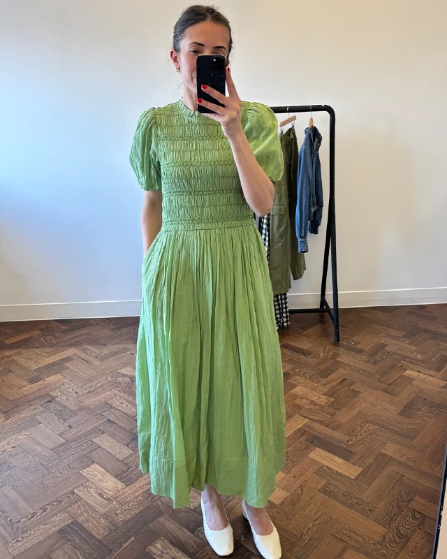 Smocked Sage Green Maxi Dress