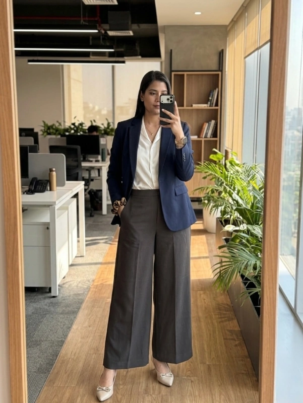 Navy Blazer and Charcoal Trousers