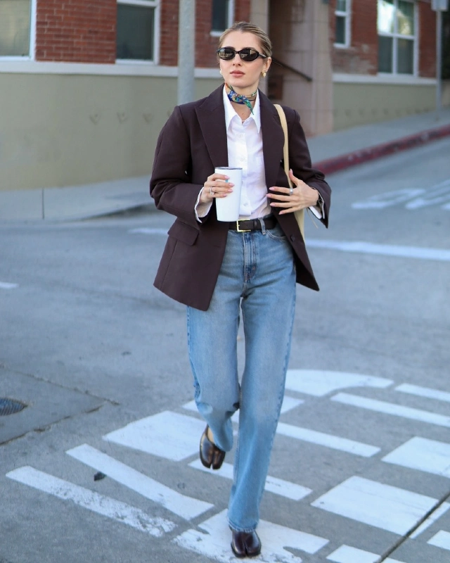 Chocolate Blazer and Blue Denim