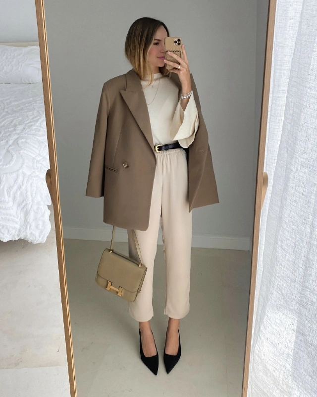 Camel Blazer and Cream Separates