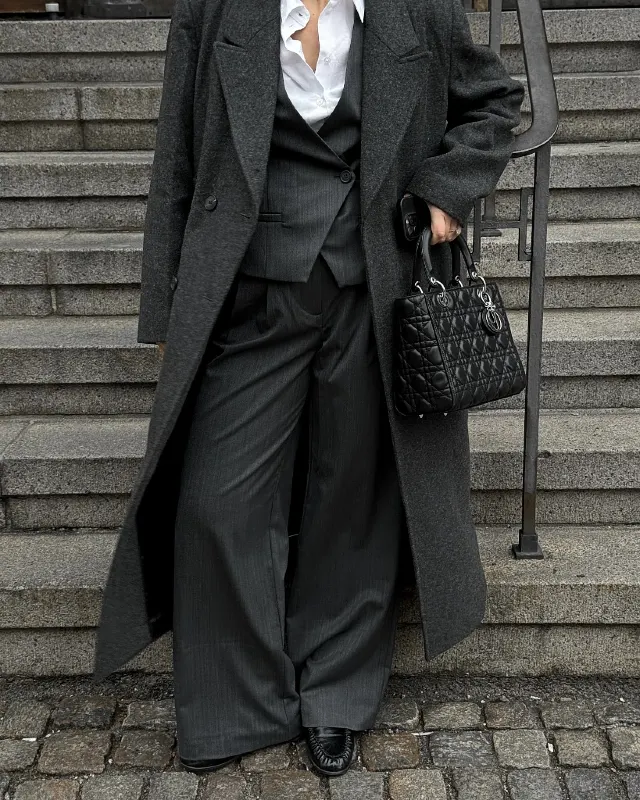 Charcoal Three Piece Suit and Wool Coat