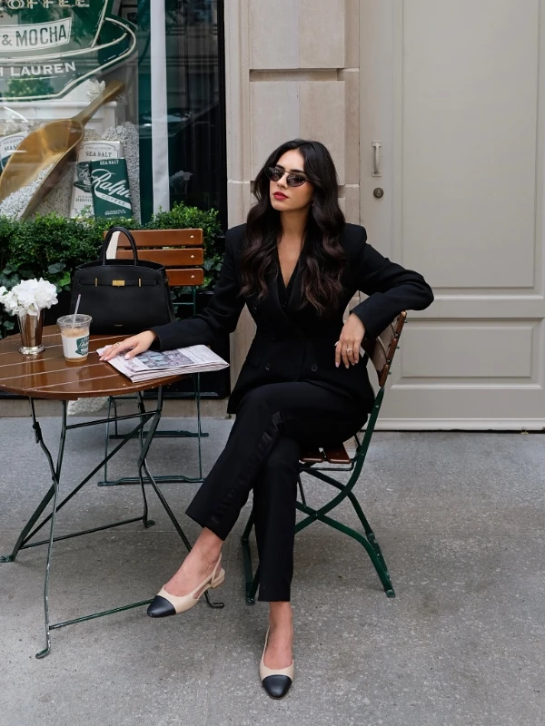 Structured Black Trouser Suit
