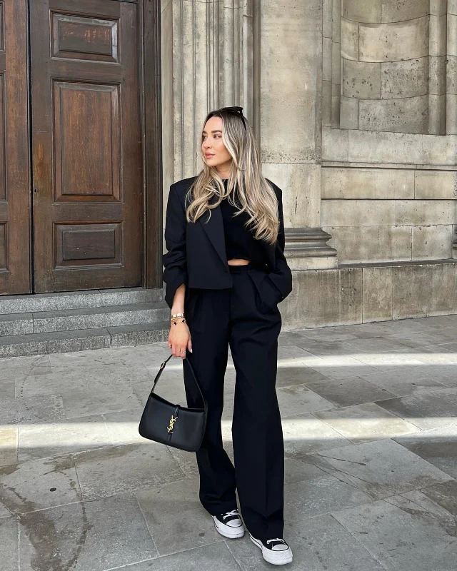 Cropped Blazer and High Waisted Trousers