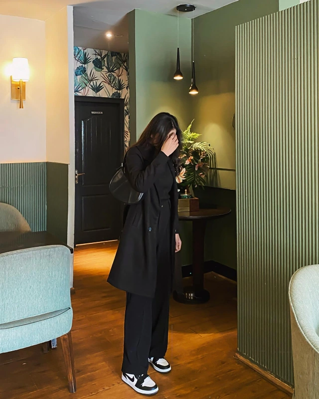 Longline Blazer and Sneakers