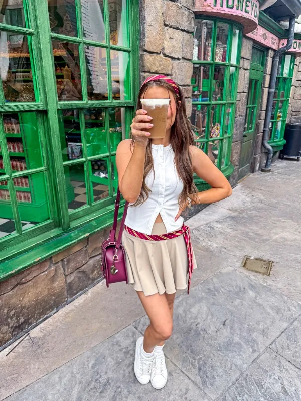 Buttoned Tank and Skater Skirt