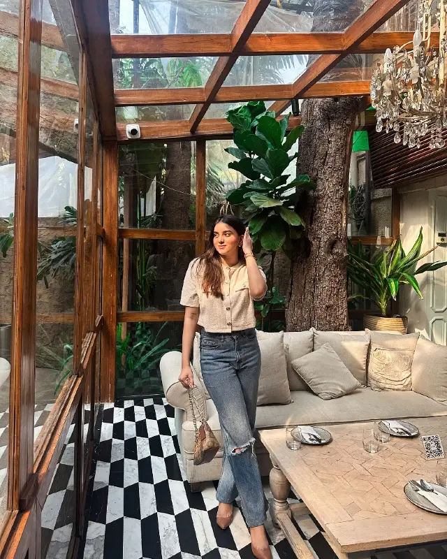 Cropped Tweed Top and Straight Leg Jeans