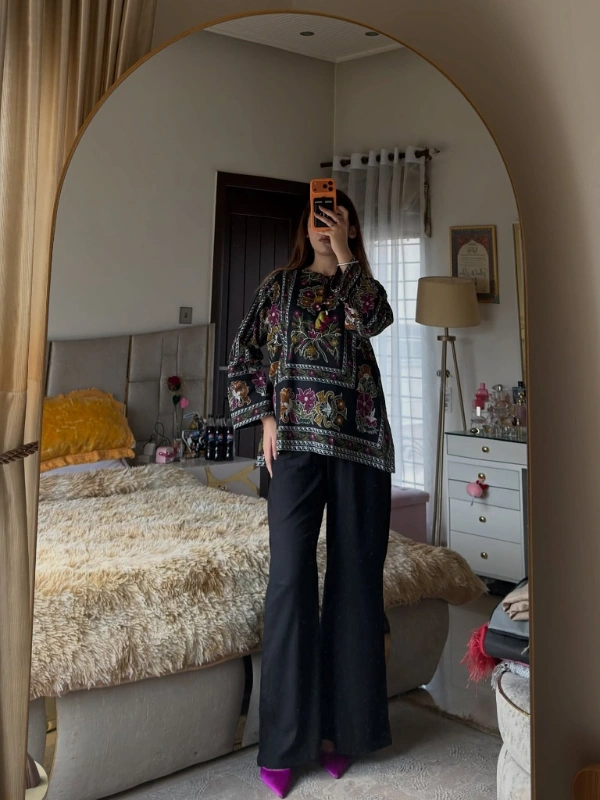 Embroidered Tunic and Wide Leg Trousers