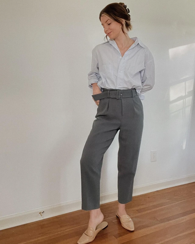 Belted Trousers and Button Down