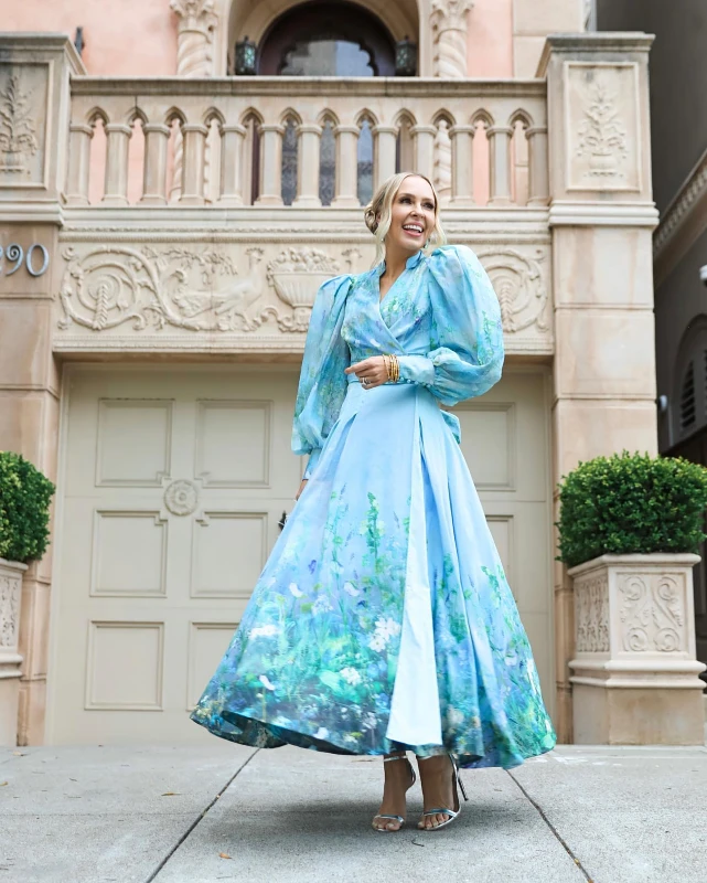 Floral Puff Sleeve Gown