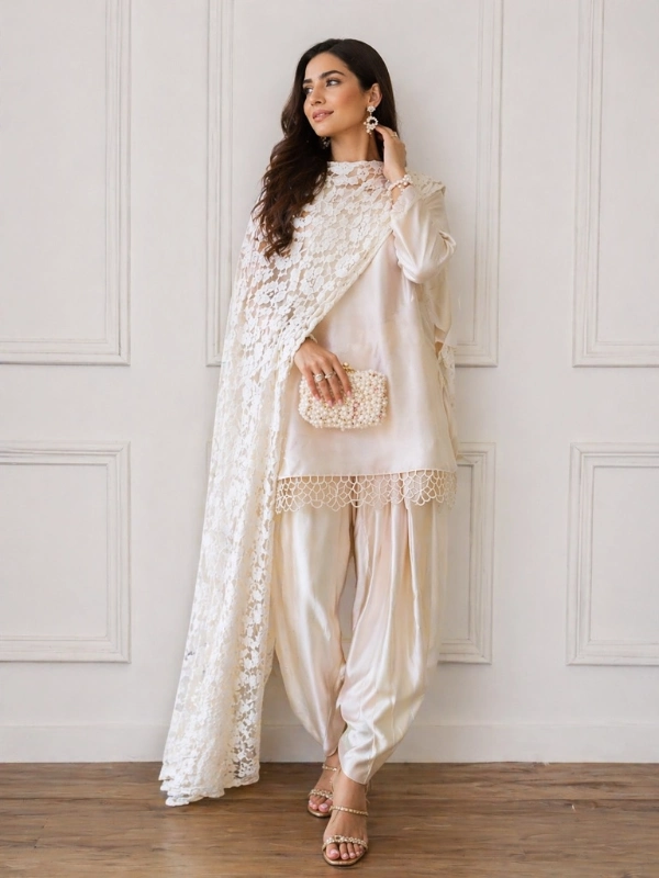 Lace Detailed Silk Set