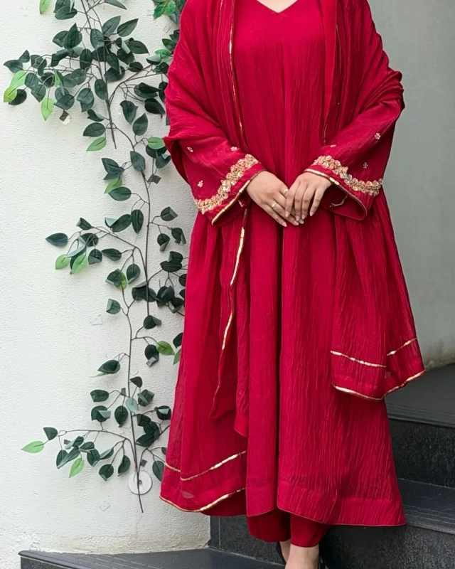 Embroidered Crimson Anarkali
