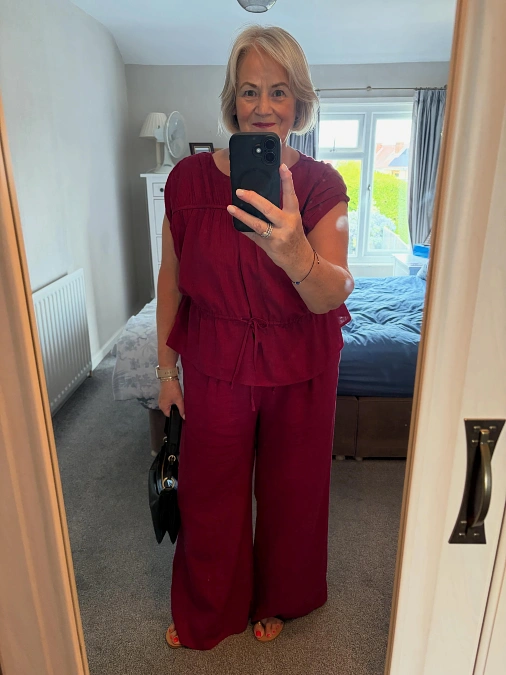 Monochrome Burgundy Wide Leg Set