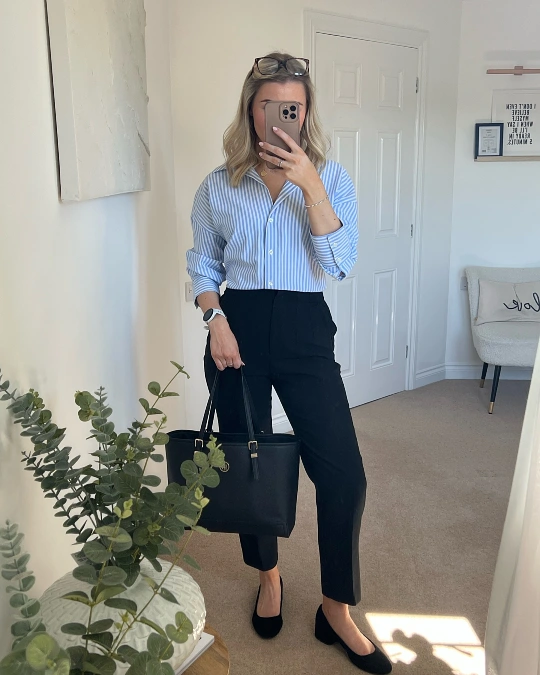 Striped Shirt With Black Tailored Pants