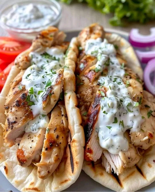  Greek Chicken Pita with Tzatziki