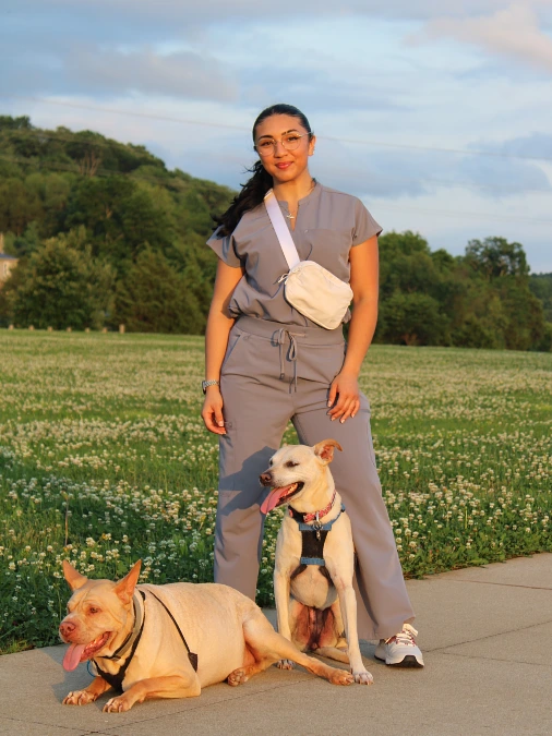 Gray Scrub Set With a Crossbody Bag