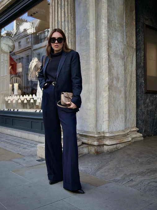 Monochrome Navy Suit and Turtleneck
