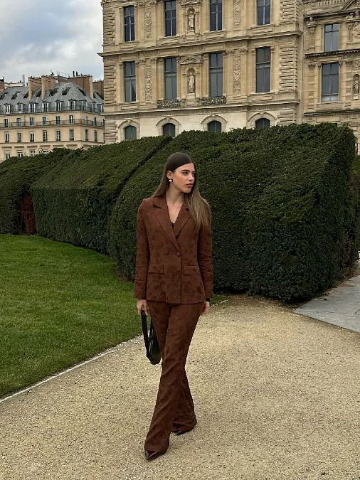 Textured Brown Jacquard Suit