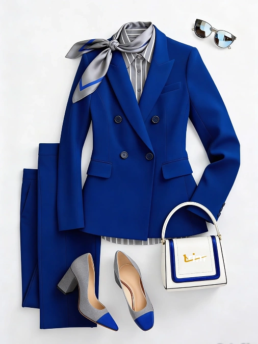 Royal Blue Suit with Striped Shirt
