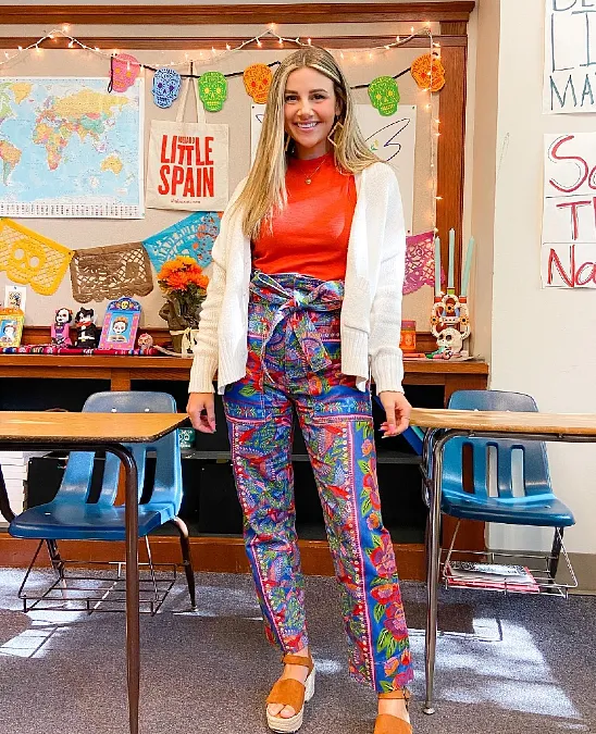 Statement Floral Pants and Cardigan