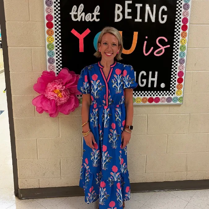 Floral Maxi Dress with Contrast Trim