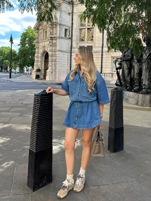 Loose Denim Utility Dress