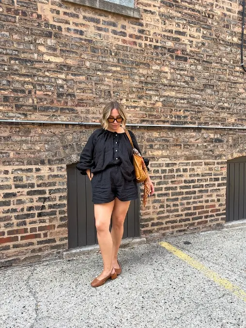 Lightweight Voluminous Blouse and Tailored Shorts